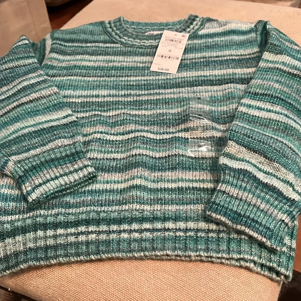 Little Girls Ocean Pine Space-Dyed Mock-Neck Sweater/NWT/6